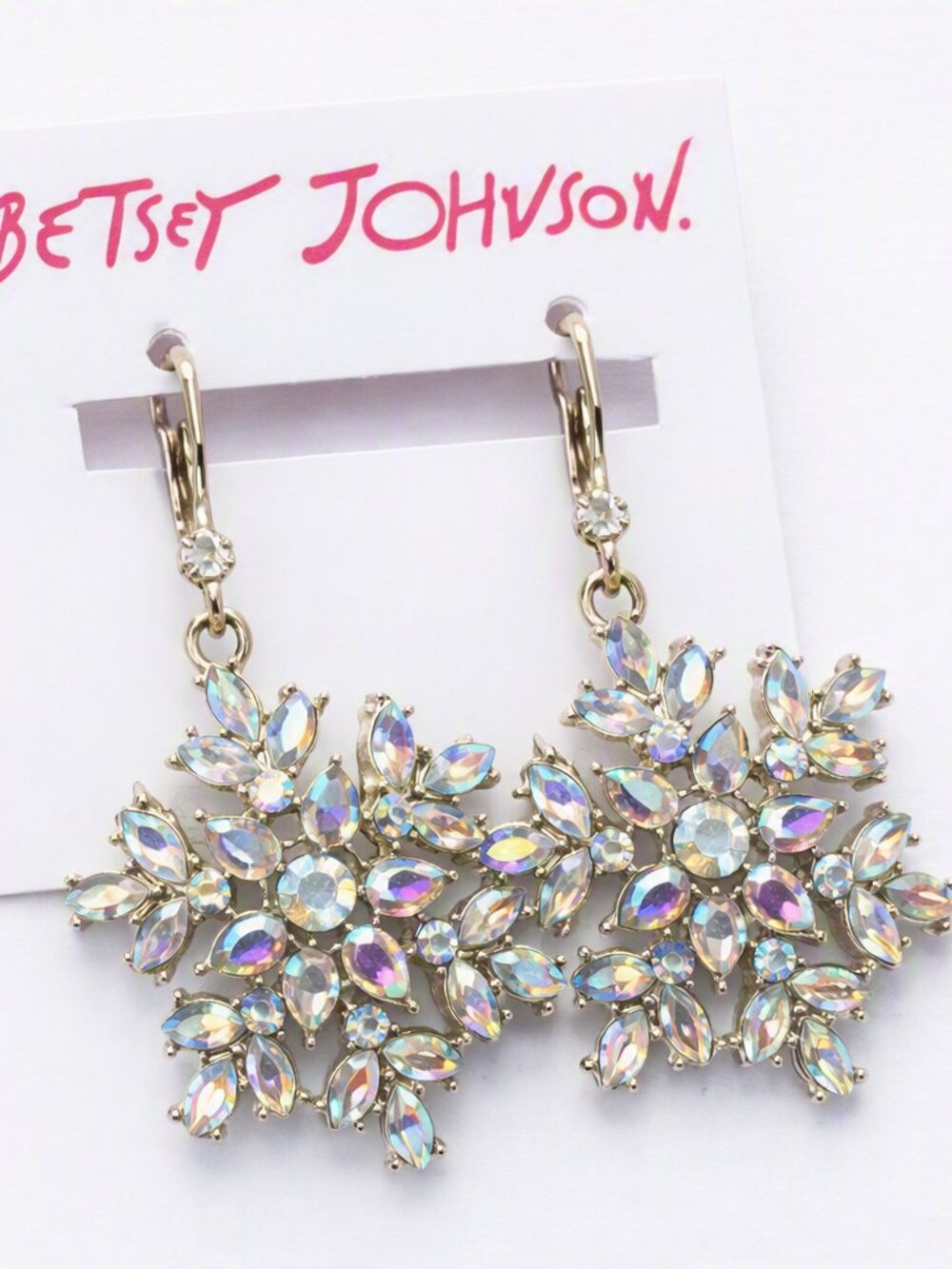 Betsey Johnson Iridescent Snowflake Earrings